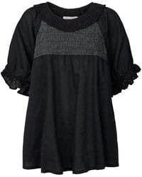 Rabens Saloner - Overhemden ,Zwart ,Katoen Zwarte Angel Top Dorita Blouse - Lyst