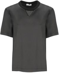 Peserico - Camiseta de seda y algodón negra - Lyst