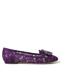 Dolce & Gabbana - Lila taormina spitze kristall flache schuhe - Lyst