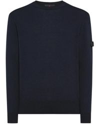 Peuterey - Truien & Vesten ,Blauw ,Katoen Blauwe Trui Met Ronde Hals - Lyst