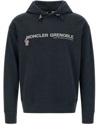 Moncler - Hoodies & Sweatvesten ,Blauw ,Katoen Cotton Jersey Hoodie - Lyst