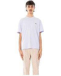 Lacoste - Tops ,Blauw ,Katoen Klassiek Katoenen T-Shirt Met Normale Pasvorm - Lyst