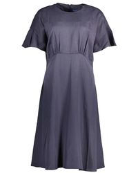 GANT - Blauwe Ele Jurk Met Korte Mouwen - Lyst