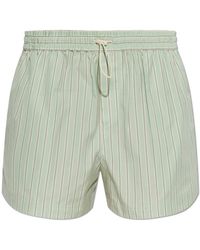 Rag & Bone - Korte Broeken ,Groen ,Katoen Marvin Gestreepte Katoenen Shorts - Lyst