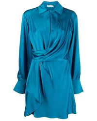 Jonathan Simkhai - Blauwe Gedrapeerde Mini-Jurk - Lyst