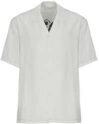 Lanvin - Overhemden ,Wit ,Rayon Kort Mouw Button-Up Shirt - Lyst