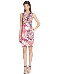 Emilio Pucci Sleeveless Signature Print Sheath Cotton Dress - Roze