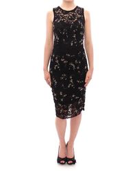 Dolce & Gabbana Floral Lace Crystal Embedded Dress - Zwart