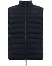 EA7 - Jassen ,Blauw ,Leer Geïsoleerd Vest Met Opstaande Kraag - Lyst