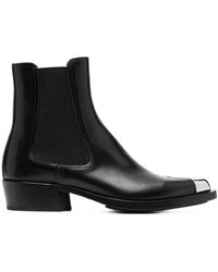 Alexander McQueen - Pointed Leather Ankle Top Boots. - Lyst