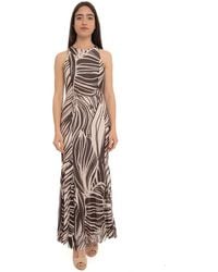 Guess - Kleedjes ,Bruin ,Polyester Serafina Mesh Lange Jurk - Lyst