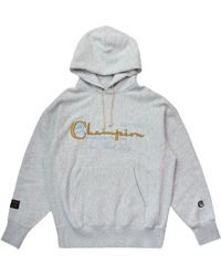 Champion - Grauer hoodie mit logo - Lyst