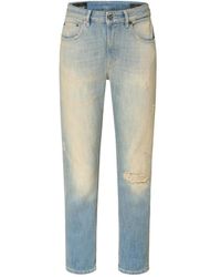 Dondup - Jeans ,Blauw ,Katoen Slim Fit Jeans Met Used-Wash & Destroyed Details - Lyst