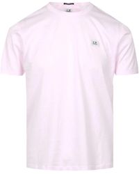 C.P. Company - Roze Logo Print Crew-Neck T-Shirt - Lyst