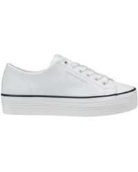 Calvin Klein - Zwarte En Witte Leren Platform Sneakers - Lyst