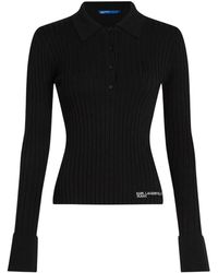 KARL LAGERFELD - Gebreide Polo Shirt Met Lange Mouwen - Lyst
