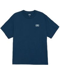 Obey - Tops ,Blauw ,Katoen Ogen Print Katoen T-Shirt Blauw - Lyst
