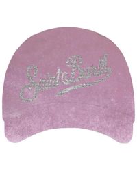 Mc2 Saint Barth - Samt baseballkappe mit strass-schrift - Lyst