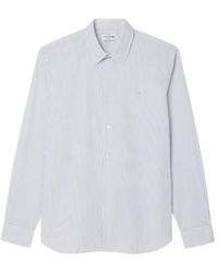Lacoste - Overhemden ,Blauw ,Katoen Blauw Gestreept Katoenen Overhemd - Lyst