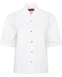Thelatest - Overhemden ,Wit ,Katoen Witte Blouse Met Sierknoop - Lyst