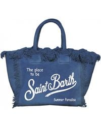 Mc2 Saint Barth - Mini borsa vanity in canvas con frange - Lyst