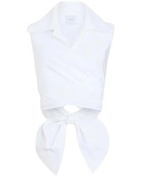 Patou - Tops ,Wit ,Katoen Mouwloze Gedrapeerde Top - Lyst