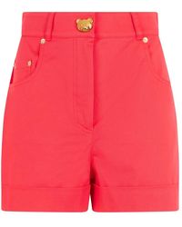 Moschino - Korte Broeken ,Rood ,Katoen Op Maat Gemaakte Shorts Met Hoge Taille - Lyst