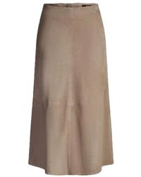 Windsor. - Lamsleer Suède Midi Rok - Lyst