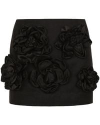 Dolce & Gabbana - Jupe Courte En Ottoman Avec Fleurs Appliquées - Lyst