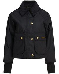 Barbour - Jassen ,Zwart ,Katoen Zwarte Cropped Wax Jas Aw 25 - Lyst