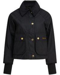 Barbour - Jassen ,Zwart ,Katoen Zwarte Cropped Wax Jas Aw 25 - Lyst