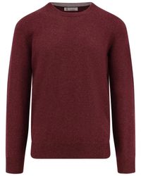 Brunello Cucinelli - Truien & Vesten ,Paars ,Kasjmier Luxe Cashmere Crew-Neck Sweaters - Lyst