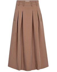 co'couture - Rokken ,Bruin ,Polyester Luna Plissé Rok Met Zakken - Lyst