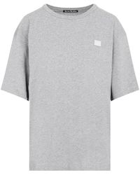 Acne Studios - Oversize t-shirt hellgrau melange,kurzarm t-shirt in hellrosa - Lyst