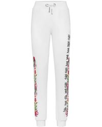 Philipp Plein - Broeken ,Grijs ,Katoen Flowers Trainingsbroeken - Lyst
