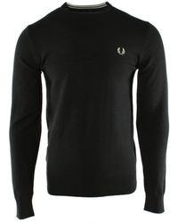Fred Perry - Truien & Vesten ,Groen ,Katoen Groene Gebreide Trui - Lyst