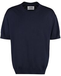 Jil Sander - Truien & Vesten ,Blauw ,Wol Rondgebreide Trui - Lyst