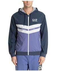 EA7 - Multicolor logo jacke mit kordelzug und reißverschluss - Lyst