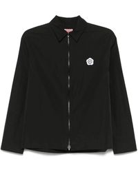 KENZO - Schwarzes hemd mit reißverschluss und klassischem kragen - Lyst