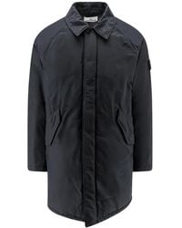 Stone Island - Jassen ,Zwart ,Polyester Micro Reps Padded Long Jacket - Lyst