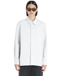 Etudes Studio - Overhemden ,Wit ,Denim Wit Khaki Denim Overhemd Moderne Stijl - Lyst