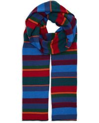 Gallo - Accessoires ,Veelkleurig Eenvoudige Blauwe Sjaal Met Veelkleurige Strepen - Lyst