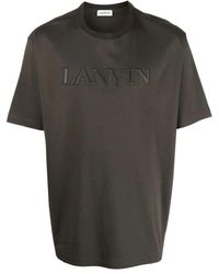 Lanvin - Logo-besticktes Baumwoll-T-Shirt - Lyst