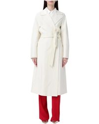 Max Mara - Jassen ,Wit ,Wol Elegante Wollen Jas Met Riem - Lyst