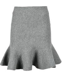 Jil Sander - Rokken ,Grijs ,Wol Wollen Kasjmier Rok Met Rits - Lyst