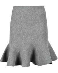 Jil Sander - Rokken ,Grijs ,Wol Wollen Kasjmier Rok Met Rits - Lyst