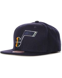 Mitchell & Ness - Accessoires ,Blauw ,Wol Utah Jazz Snapback Pet Blauw - Lyst