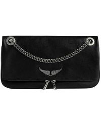 Zadig & Voltaire - Schwarze Genarbte Leder Rock Ii Tasche - Lyst
