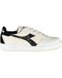 Diadora - Sportliche weiße schnürschuhe mit kontrastdetails - Lyst