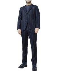 Luigi Bianchi - Kostuums ,Blauw ,Wol Abito Monopetto Gessato - Lyst